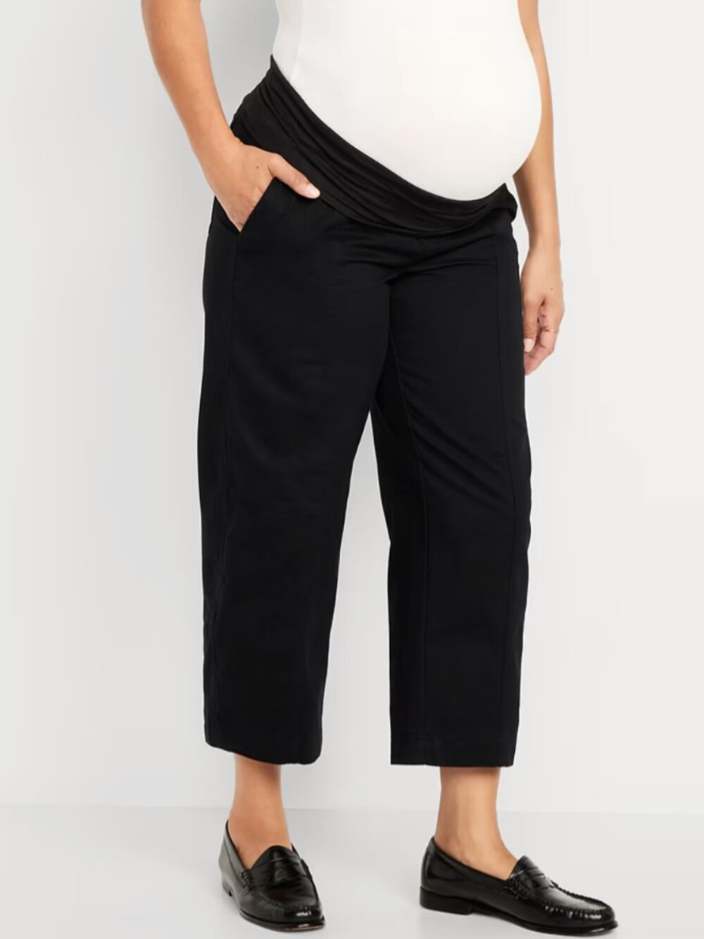 Old Navy Maternity Black Cropped Barrel-Leg Pants